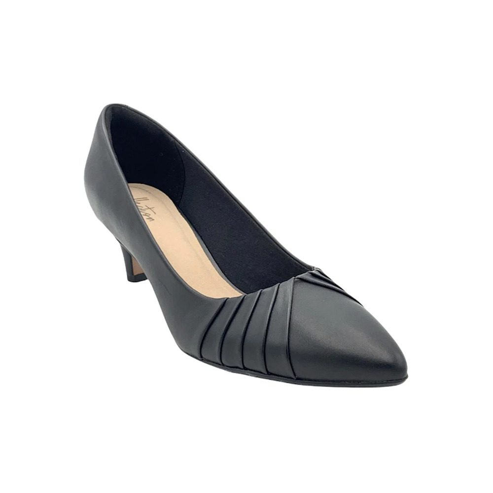 Clarks Collection Pointy Toe Pumps Linvale Crown Black - Wide - Picture 2 of 5